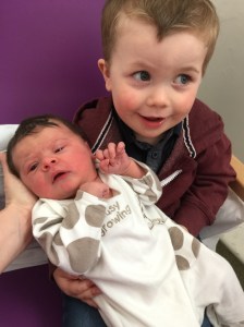 Charlie meeting his baby sister for the first time!